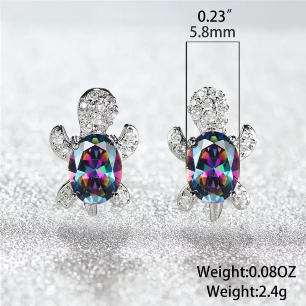 âJust Keep Swimmingâ Colorful Turtle Stud Earrings - Picture 3 of 11